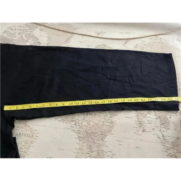 Eileen Fisher Black Linen High Rise Ankle Wide Leg Pants Flat Front Size Medium - Picture 10 of 10